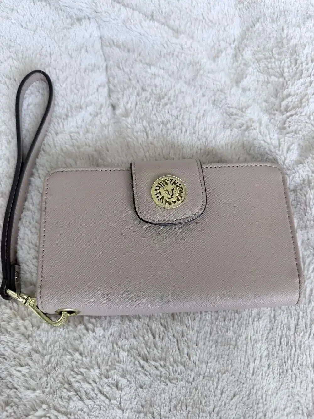 Anne Klein Faux Leather Saffiano Wristlet Wallet with Detachable Strap